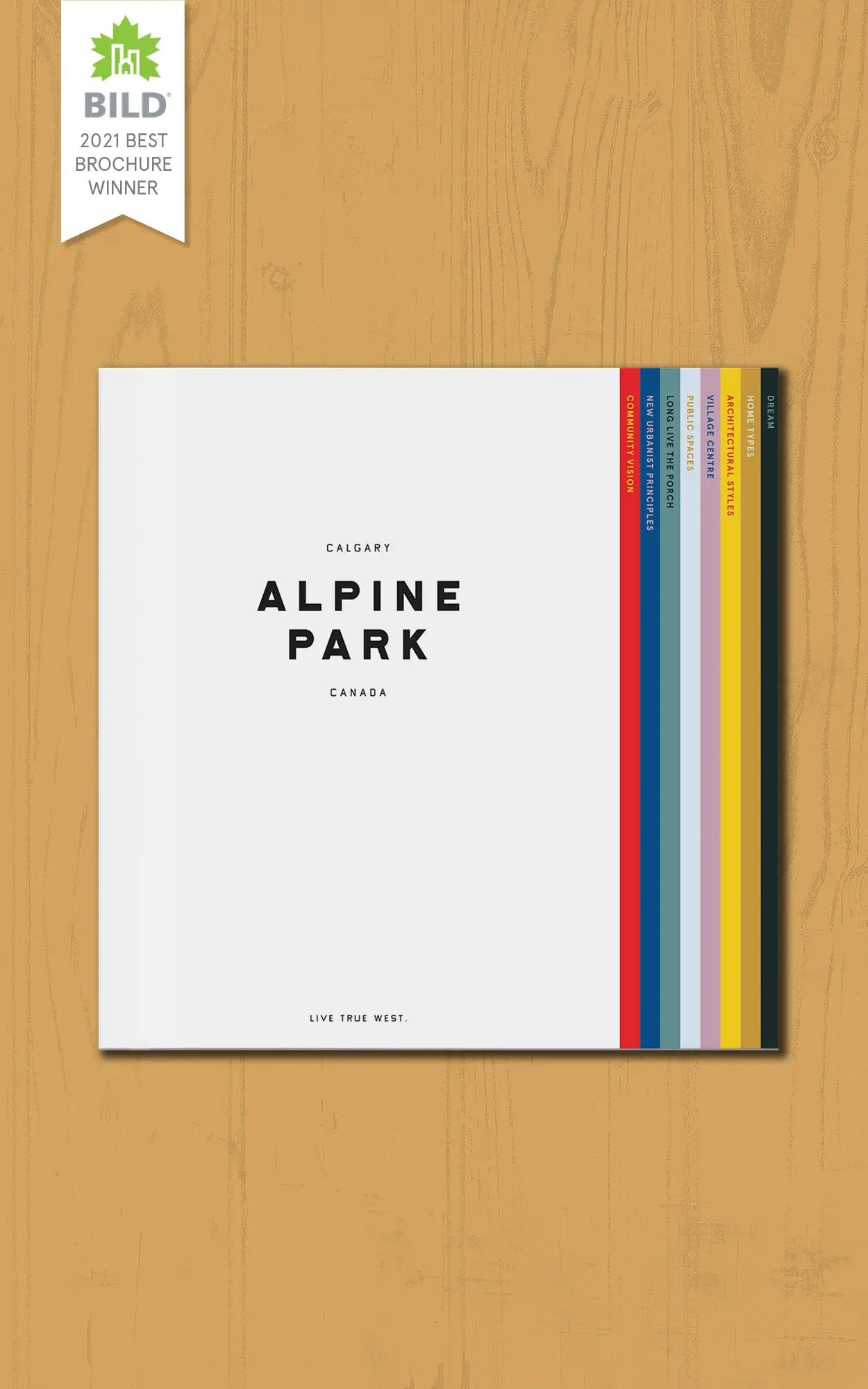 Alpine Park brochure cover with BILD Award badge for best brochure
